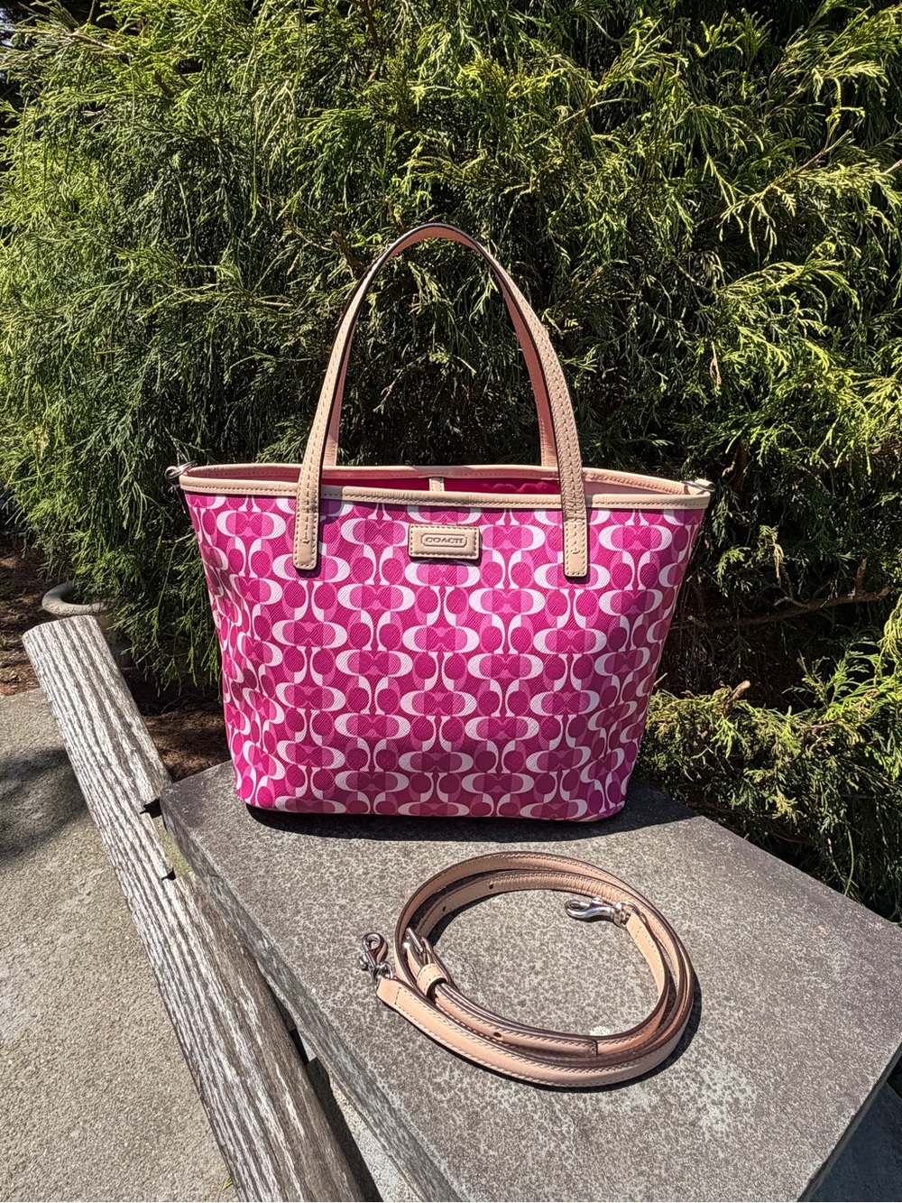 COACH Park Metro Dream C Small Tote F26201 Pink Signature Crossbody NWOT